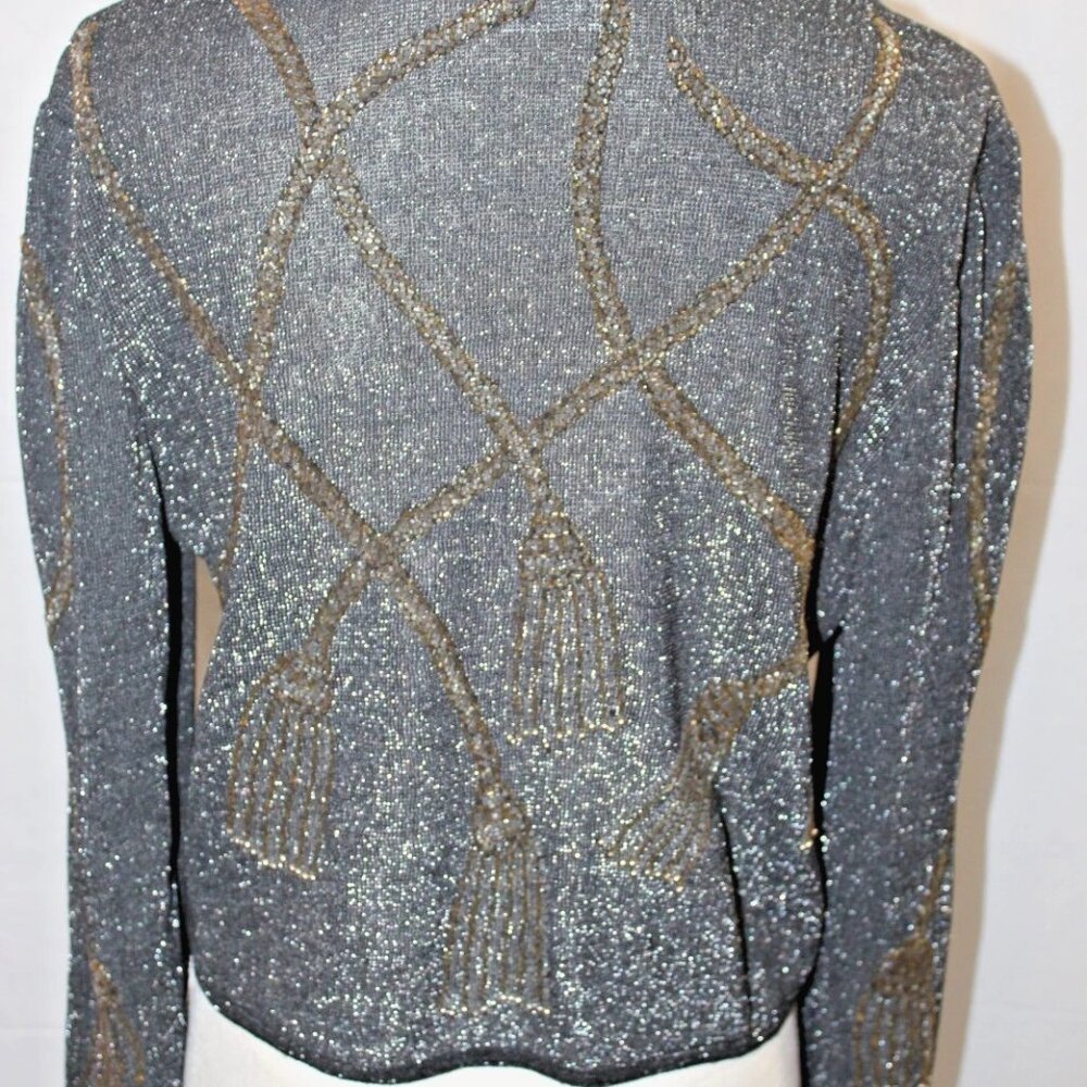 Vintage Beaded/Studded Sparkle Jacket Size Med Black/Gold/Silver Brilliante by J